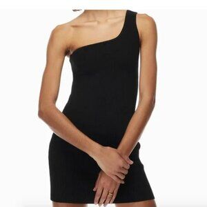 Aritizia (Babaton) Sculpt Knit One-shoulder Dress, Black (M)